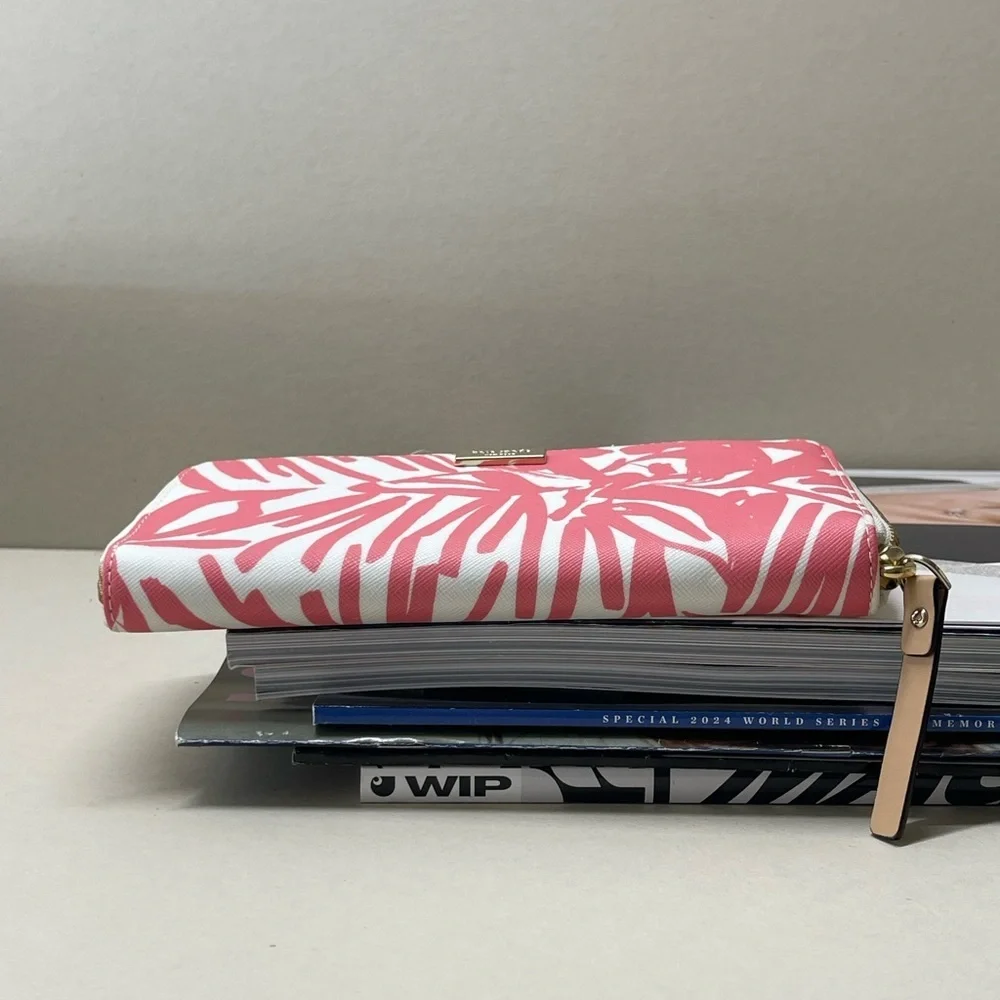 (new+tag) Kate Spade neda wallet brightwater drive blush pink feather leaves
